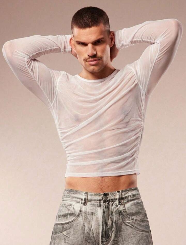 Men's Solid Color Round Neck Slim Fit Casual Daily Wear Sleeve T-Shirt